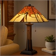 Benjara Table Lamp with Shade and Floral Accent- Multicolor