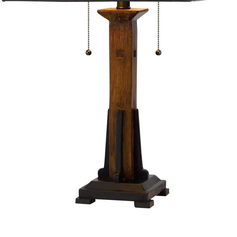 Benjara Table Lamp with Shade and Floral Accent- Multicolor