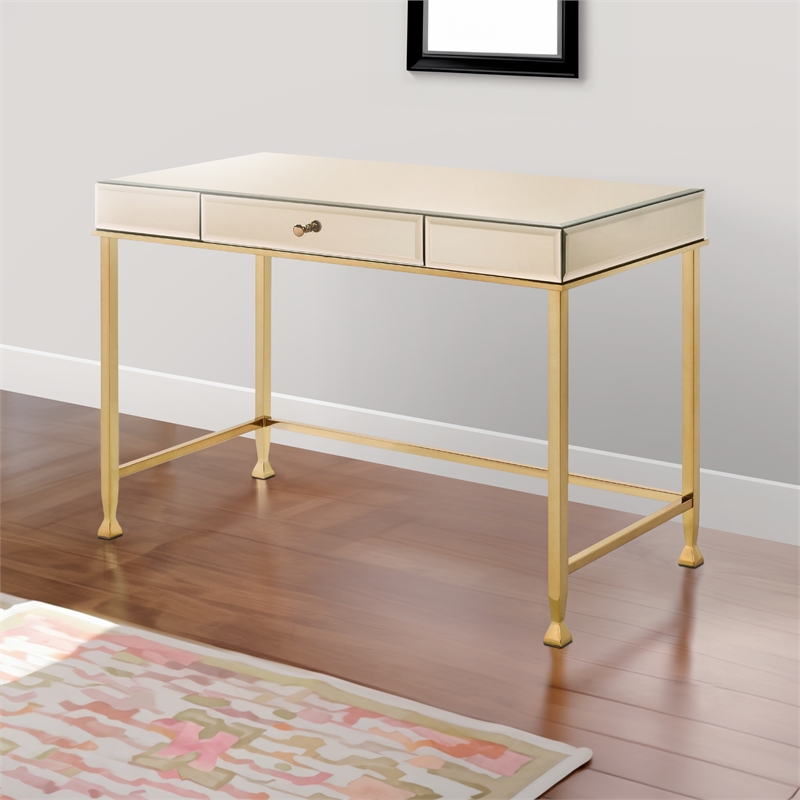Benjara Rectangular Storage Writing Desk- Pink