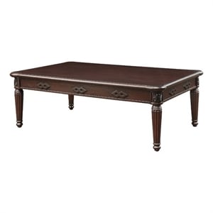 Benjara Coffee Table with Traditional Style and Turned Legs- Espresso Brown