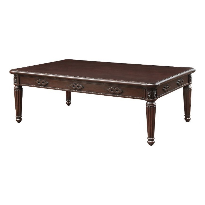 Benjara Coffee Table with Traditional Style and Turned Legs- Espresso Brown