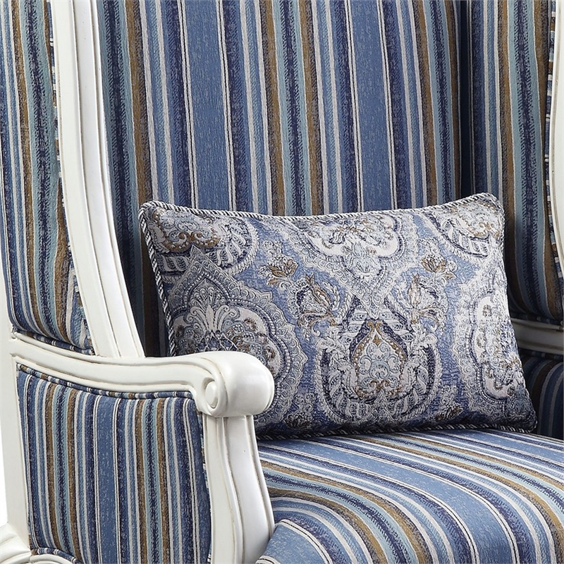 Benjara Chair with Wingback and Resin Queen Anne Legs- Blue