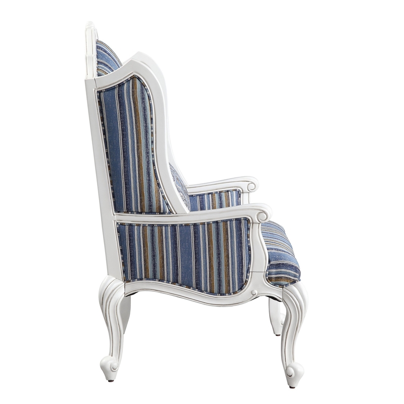 Benjara Chair with Wingback and Resin Queen Anne Legs- Blue