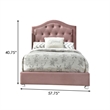 Benjara Full Bed with Button Tufted Arched Headboard- Pink