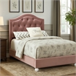 Benjara Full Bed with Button Tufted Arched Headboard- Pink