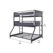 Benjara Twin Over Twin Over Full Bunk Bed with Metal Frame- Gray