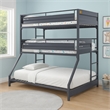 Benjara Twin Over Twin Over Full Bunk Bed with Metal Frame- Gray