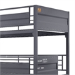 Benjara Twin Over Twin Over Full Bunk Bed with Metal Frame- Gray