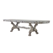 Benjara Dining Table with Scrolled Motifs and Claw Feet- Silver