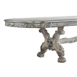 Benjara Dining Table with Scrolled Motifs and Claw Feet- Silver