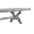 Benjara Dining Table with Scrolled Motifs and Claw Feet- Silver