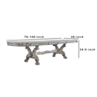 Benjara Dining Table with Scrolled Motifs and Claw Feet- Silver