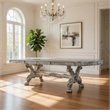 Benjara Dining Table with Scrolled Motifs and Claw Feet- Silver