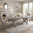 Benjara Dining Table with Scrolled Motifs and Claw Feet- Silver