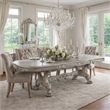 Benjara Dining Table with Scrolled Motifs and Claw Feet- Silver