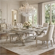 Benjara Dining Table with Scrolled Motifs and Claw Feet- Silver