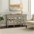 Benjara Server with 6 Mirrored Drawers and 2 Single Doors- Silver