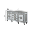 Benjara Server with 6 Mirrored Drawers and 2 Single Doors- Silver