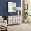 Benjara Server with 6 Mirrored Drawers and 2 Single Doors- Silver