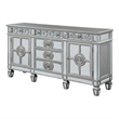 Benjara Server with 6 Mirrored Drawers and 2 Single Doors- Silver