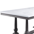 Benjara Dining Table with Marble Top and Trestle Base- White and Gray