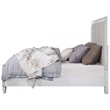 Benjara Queen Bed with Channel Tufted Fabric Padding- White and Gray