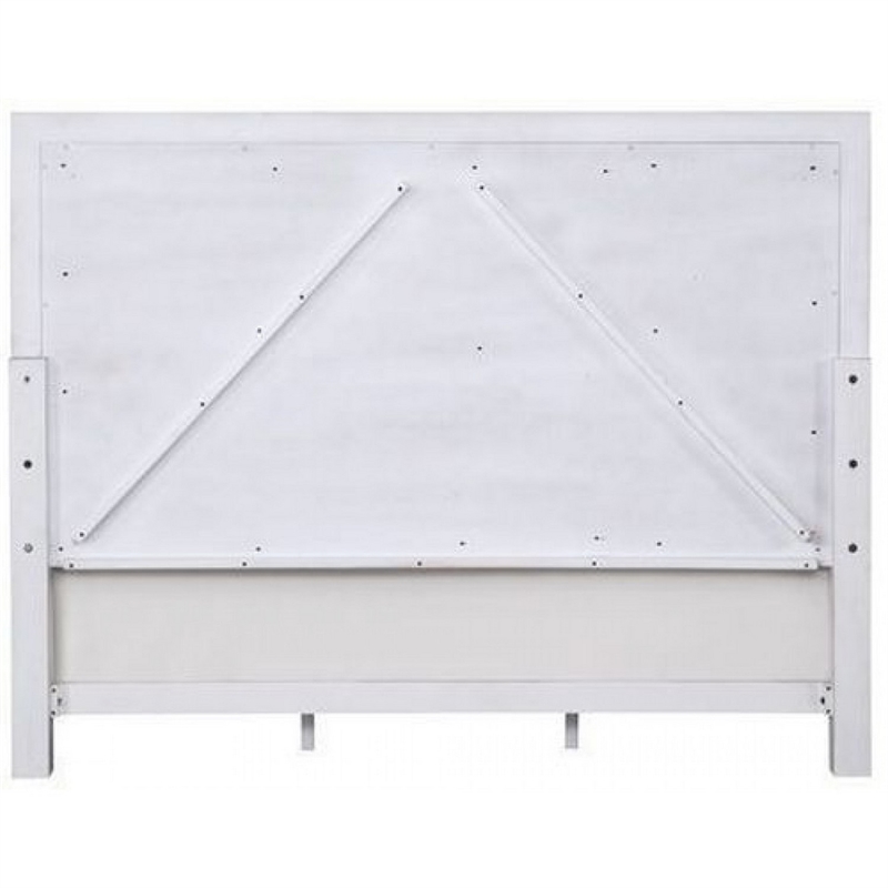 Benjara Queen Bed with Channel Tufted Fabric Padding- White and Gray