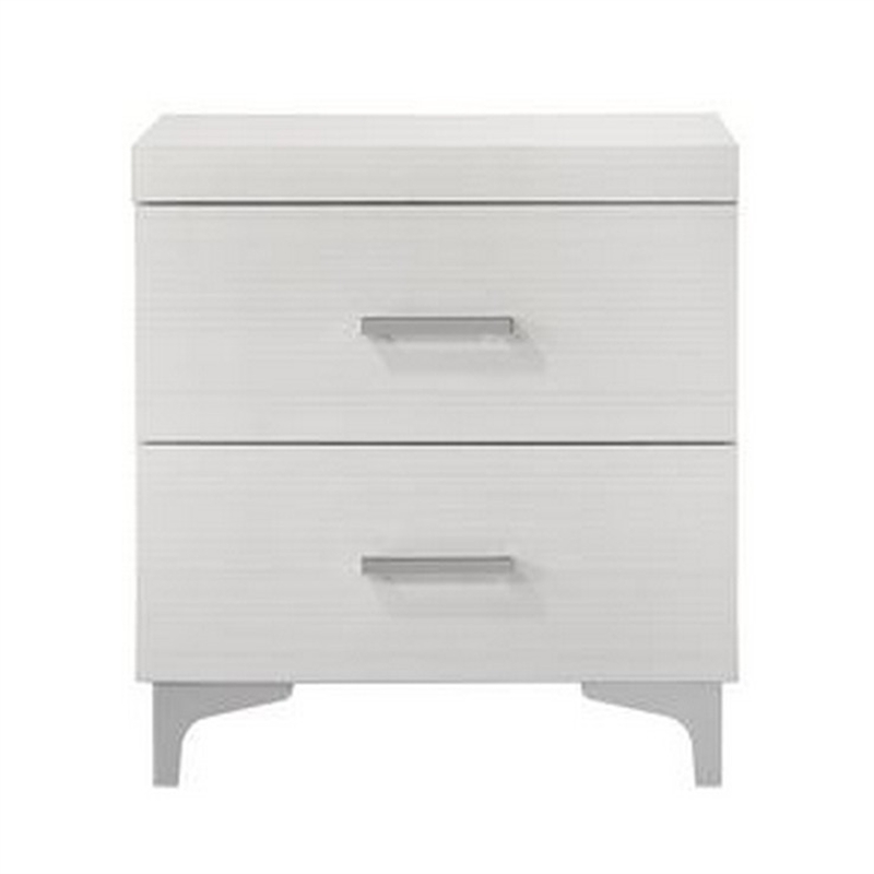 Benjara Nightstand with 2 Drawers and Bar Handle- White