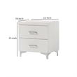 Benjara Nightstand with 2 Drawers and Bar Handle- White