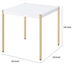 Benjara End Table with Metal Tube Legs- White and Gold