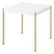 Benjara End Table with Metal Tube Legs- White and Gold