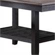 Benjara Dining Table with Rectangular Wooden Top and Open Shelf- Dark Brown