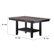 Benjara Dining Table with Rectangular Wooden Top and Open Shelf- Dark Brown