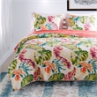 Benjara Aulne 2 Piece Twin Quilt Set with Leaf Print- Multicolor