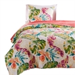 Benjara Aulne 2 Piece Twin Quilt Set with Leaf Print- Multicolor