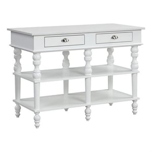Benjara Kitchen Island with Artificial Marble Top and Turned Legs- White