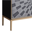 Benjara Console Table with 2 Doors and Sunburst Design- Gray