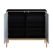 Benjara Console Table with 2 Doors and Sunburst Design- Gray