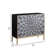 Benjara Console Table with 2 Doors and Sunburst Design- Gray
