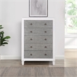 Benjara Chest with 5 Drawers and Diamond Pull- Gray