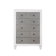 Benjara Chest with 5 Drawers and Diamond Pull- Gray