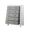 Benjara Chest with 5 Drawers and Diamond Pull- Gray