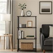 Benjara Bookshelf with Black Metal Frame- Black