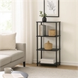 Benjara Bookshelf with Black Metal Frame- Black