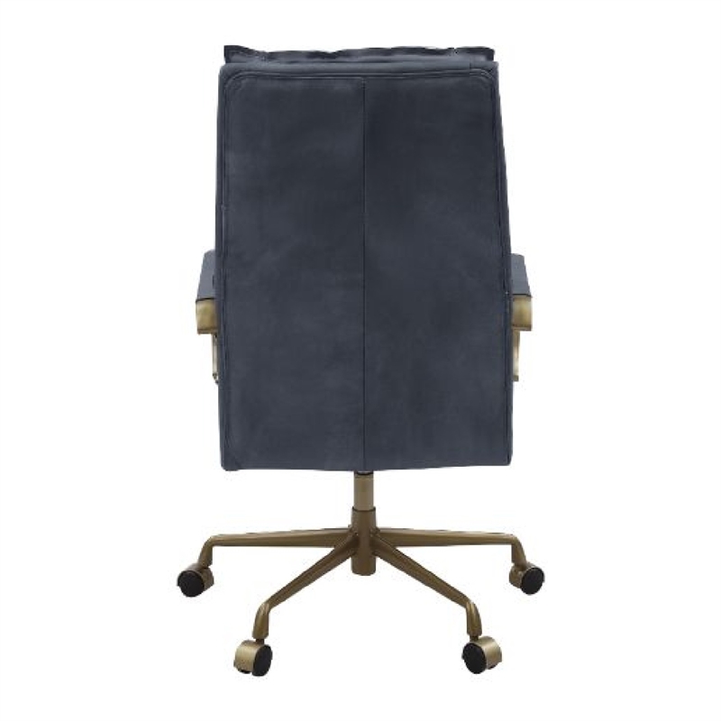 Benjara Office Chair with Leatherette Seat and Tufted Details- Gray