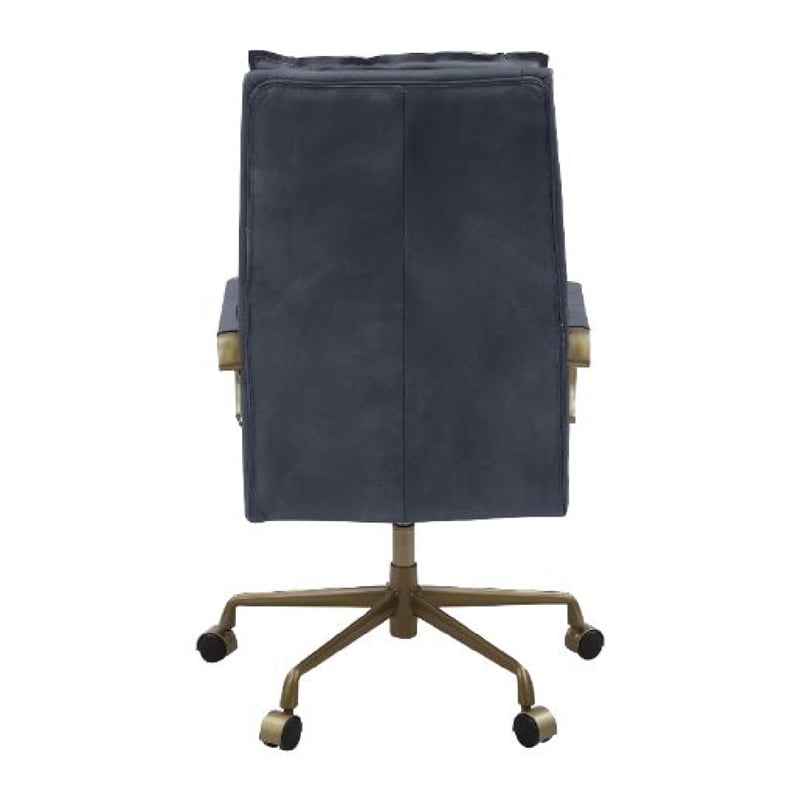 Benjara Office Chair with Leatherette Seat and Tufted Details- Gray