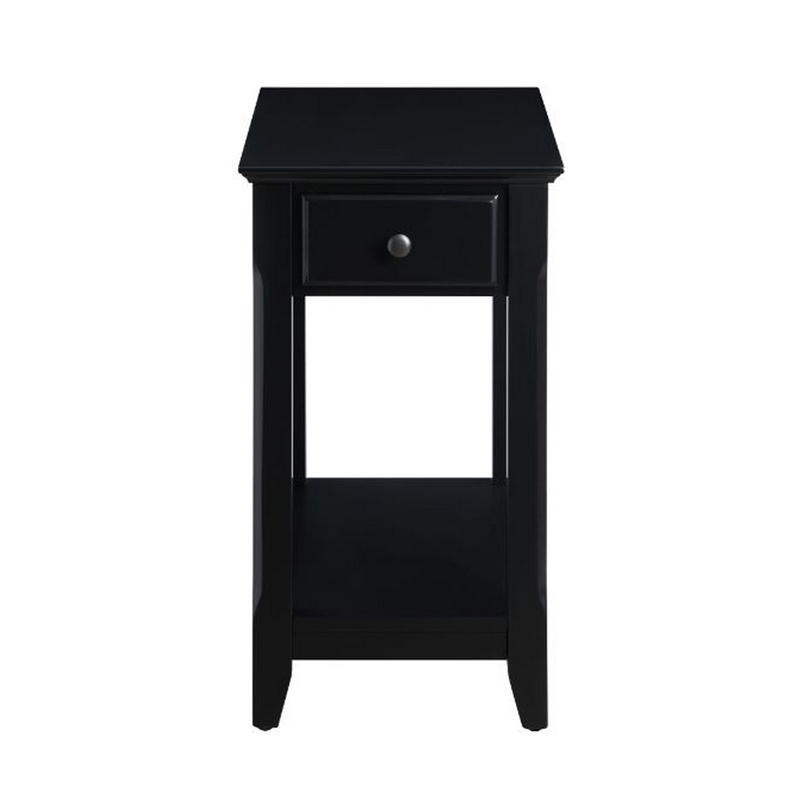 Benjara Accent Table with 1 Drawer and Bottom Shelf- Black