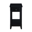 Benjara Accent Table with 1 Drawer and Bottom Shelf- Black