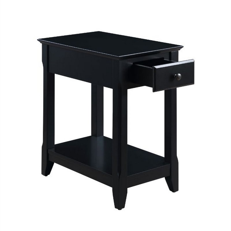 Benjara Accent Table with 1 Drawer and Bottom Shelf- Black