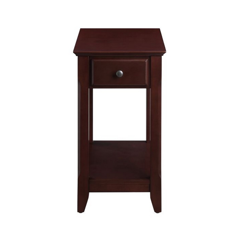 Benjara Accent Table with 1 Drawer and Bottom Shelf- Brown